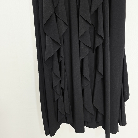 Cache Spaghetti Straps Waterfall Ruffles Black Formal Long Dress Women's Size 10 - Picture 11 of 11